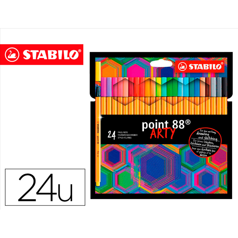 Rotulador stabilo point 88 punta de fibra arty line estuche carton de 24 unidades colores surtidos