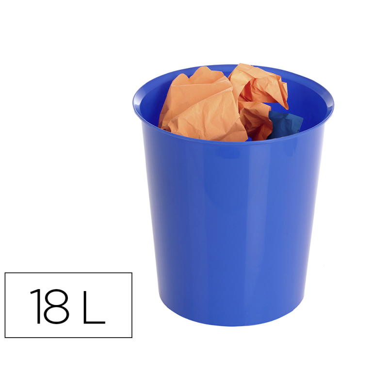 Papelera plastico archivo 2000 ecogreen 100% reciclada 18 litros color azul 290x310 mm