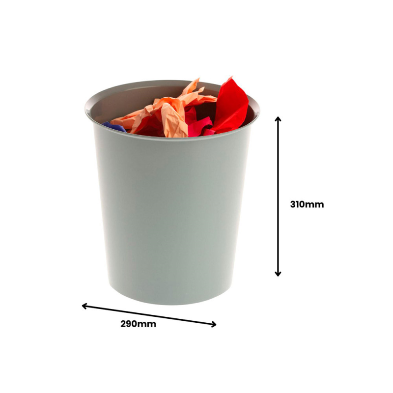 Papelera plastico archivo 2000 reciclable 100% 18 litros color gris 290x310 mm