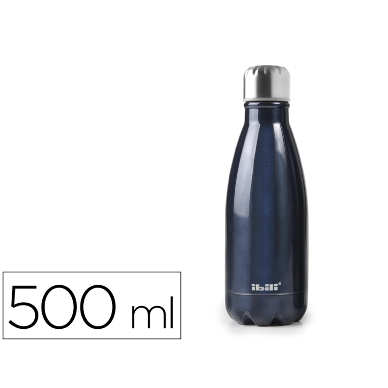 Botella portaliquidos ibili acero inoxidable termo color azul capacidad 500 ml