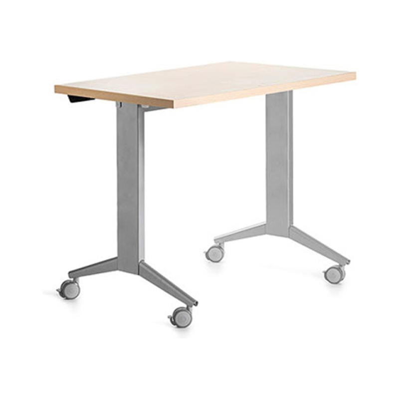 Mesa de oficina rocada 120x60cm con tablero abatible 90 acabado fd01 gris/haya