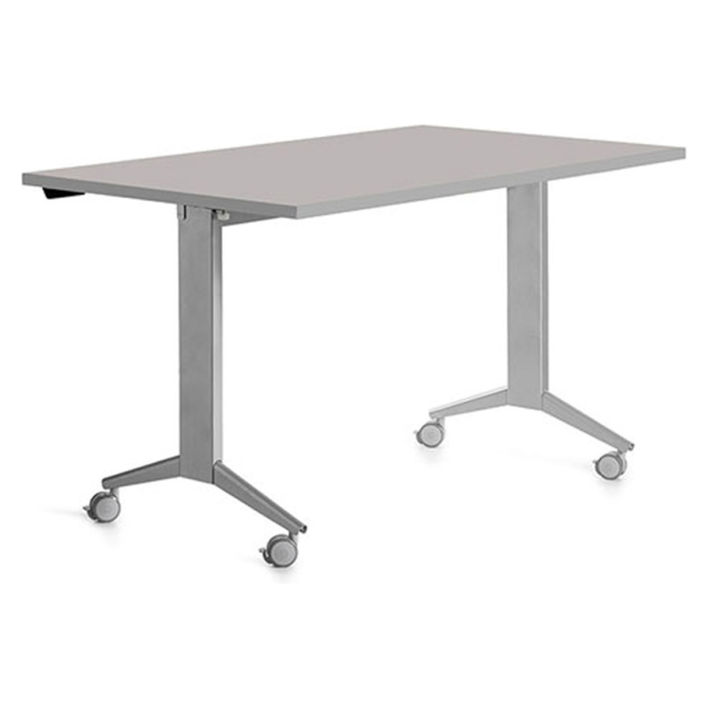 Mesa de oficina rocada 140x80cm con tablero abatible 90 acabado fd02 gris/gris