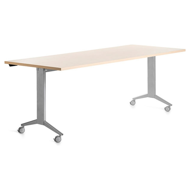 Mesa de oficina rocada 180x80cm con tablero abatible 90 acabado fd01 gris/haya