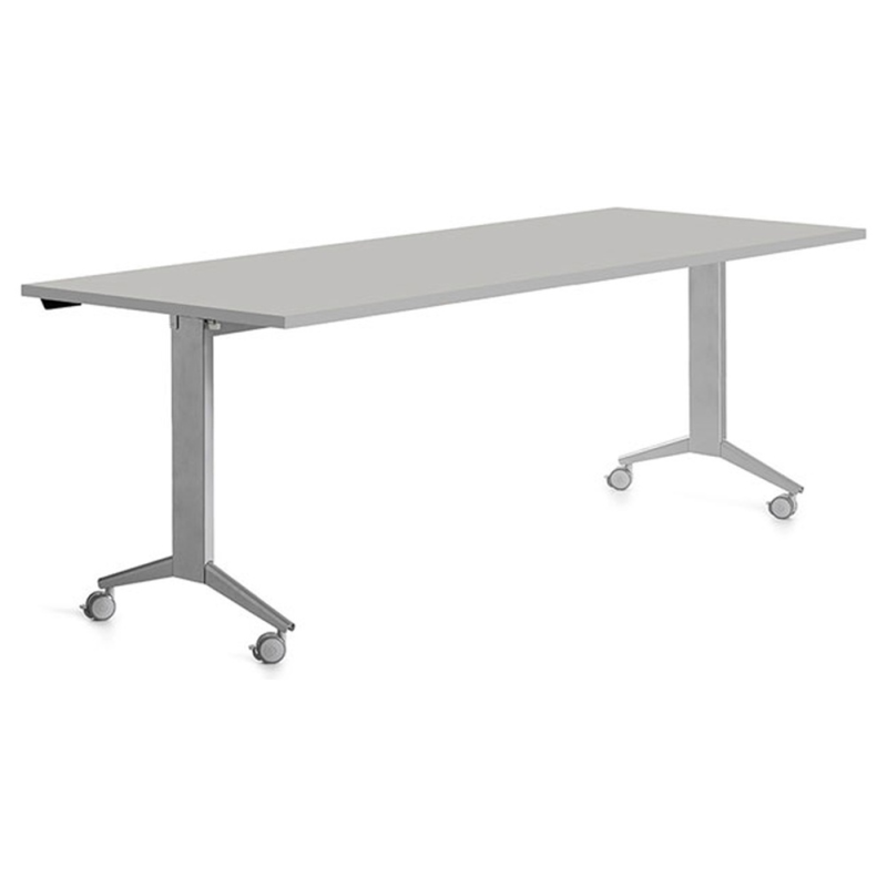 Mesa de oficina rocada 180x80cm con tablero abatible 90 acabado fd02 gris/gris