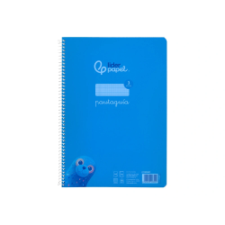 Cuaderno espiral liderpapel a4 pautaguia tapa plastico 80h 90gr cuadro pautado 3mm con margen color azul