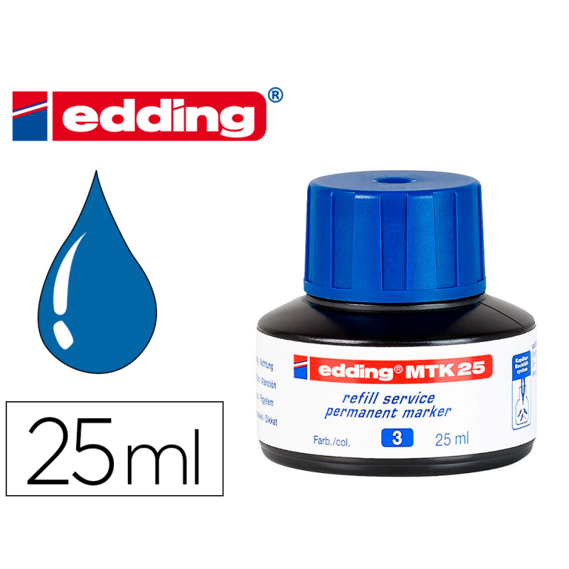 Tinta rotulador edding mtk25 con sistema capilar color azul bote 25 ml