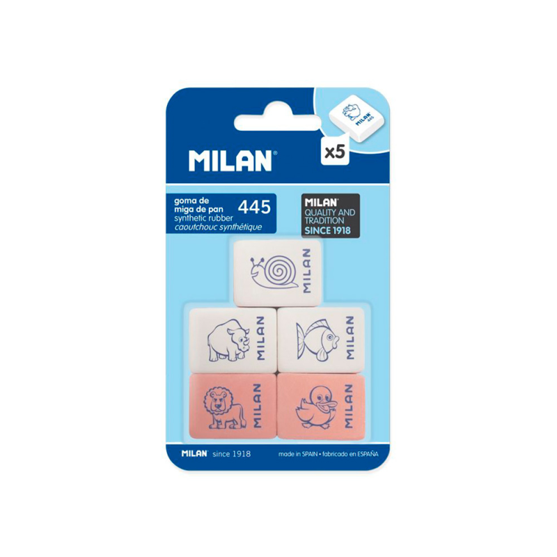 Goma de borrar milan 445 blister de 5 unidades