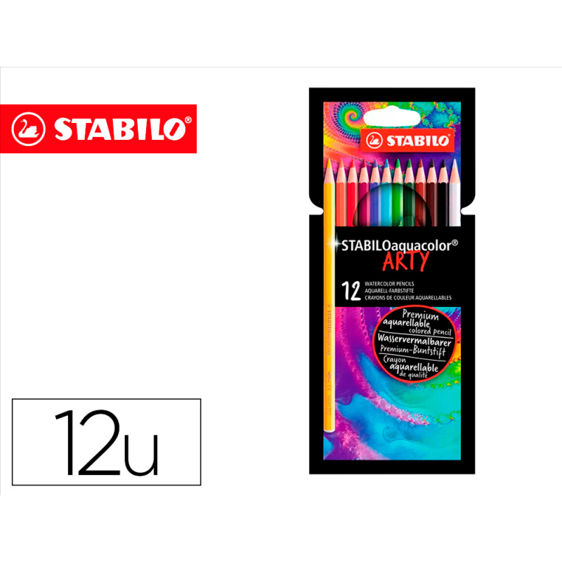 Lapices de colores stabilo aquacolor arty line acuarelables estuche de carton de 12 unidades colores