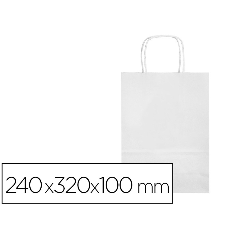 Bolsa papel q-connect celulosa blanco s con asa retorcida 240x320x100 mm