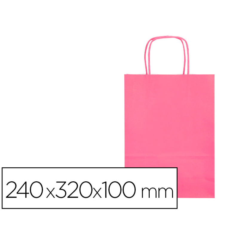 Bolsa papel q-connect celulosa rosa s con asa retorcida 240x320x100 mm