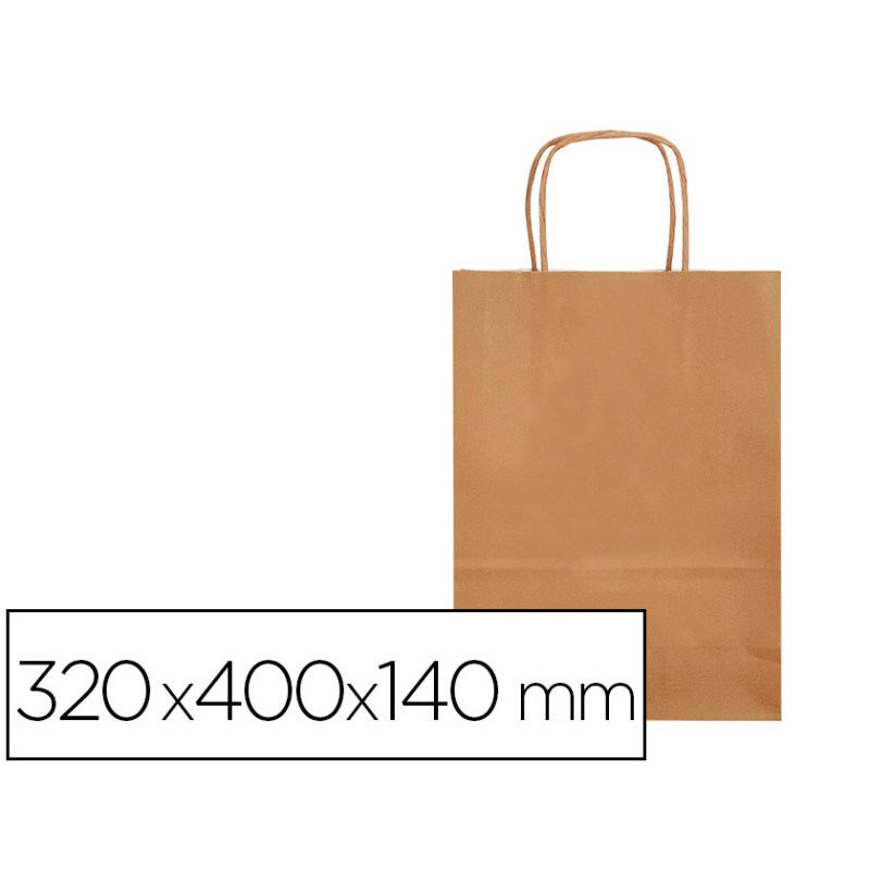 Bolsa papel q-connect celulosa natural liso l con asa retorcida 320x400x140 mm