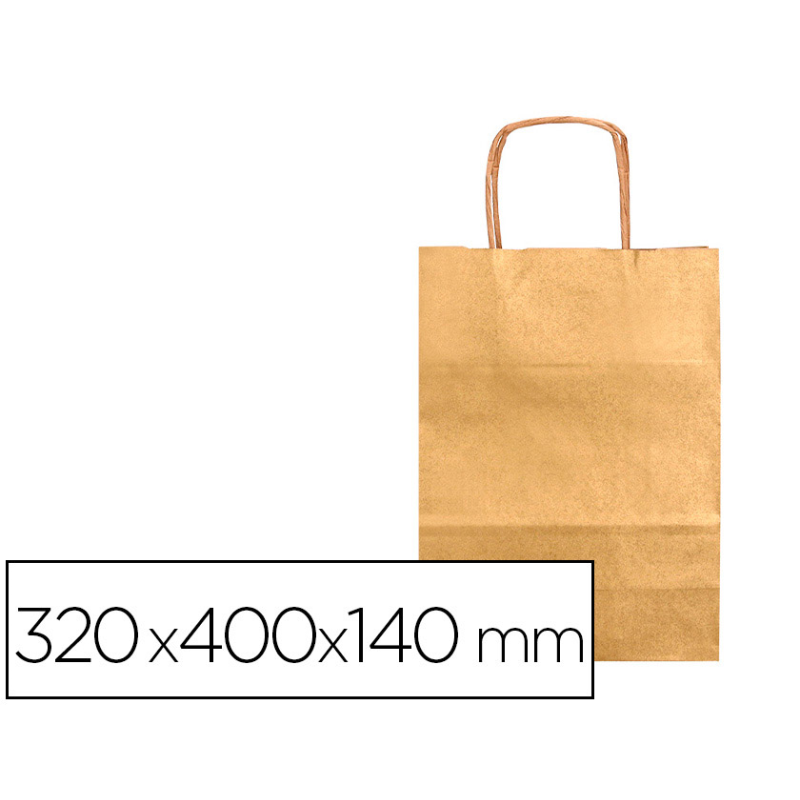 Bolsa papel q-connect kraft oro l con asa retorcida 320x400x140 mm