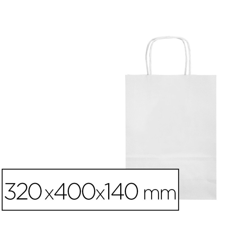 Bolsa papel q-connect celulosa blanco l con asa retorcida 320x400x140 mm
