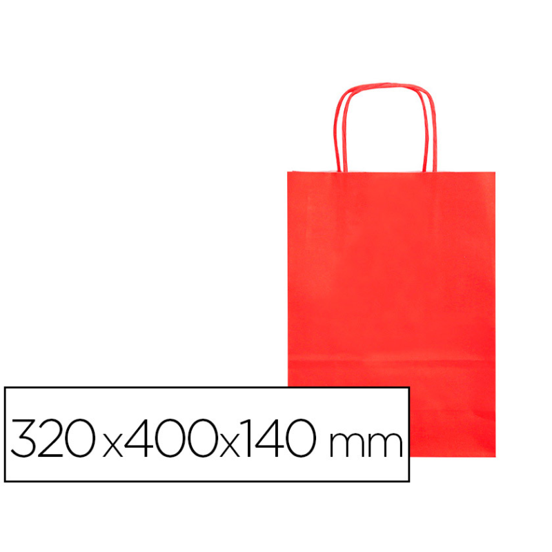 Bolsa papel q-connect celulosa rojo l con asa retorcida 320x400x140 mm