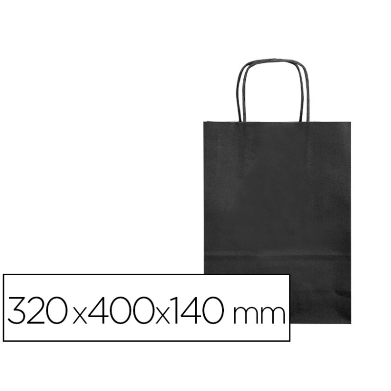 Bolsa papel q-connect celulosa negro l con asa retorcida 320x400x140 mm