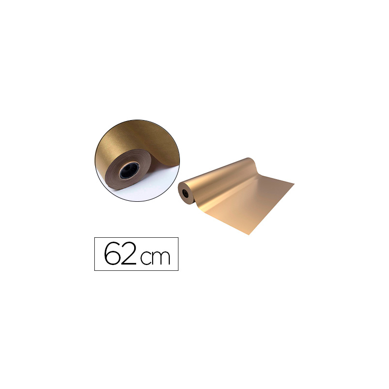 Papel de regalo basika metalizado oro bobina ancho 62 cm longitud 80 m