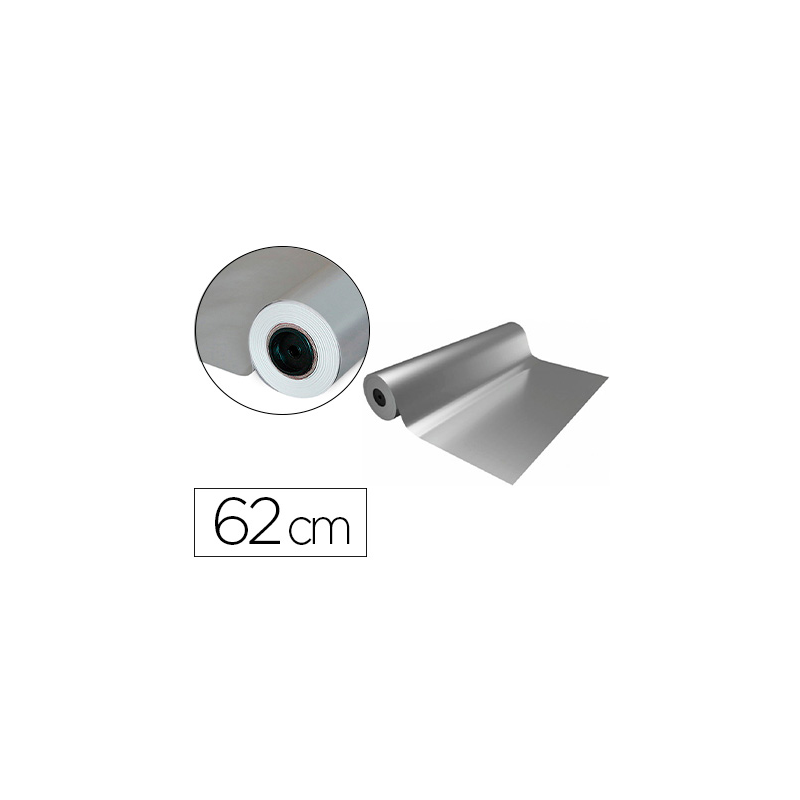 Papel de regalo basika metalizado plata bobina ancho 62 cm longitud 80 m