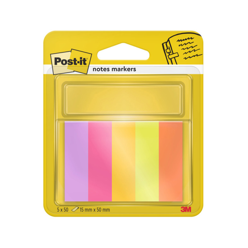 Bloc de notas adhesivas quita y pon post-it mininotas energetic colour 15 x 50 mm 50 hojas pack de 5 unidades