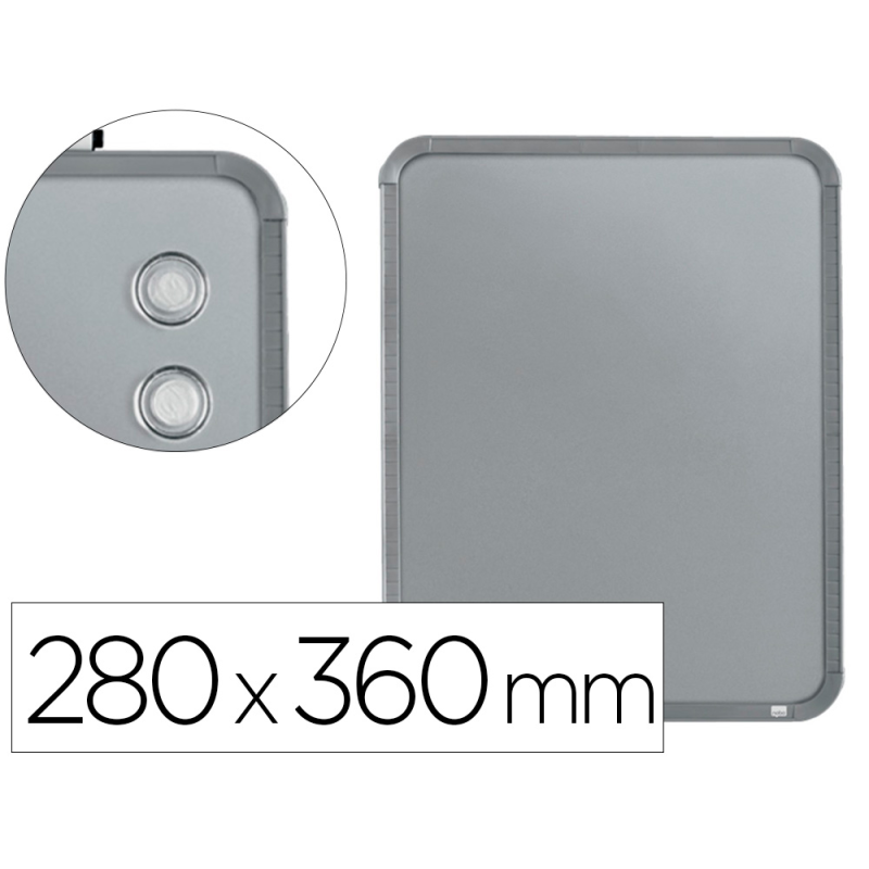 Pizarra nobo magnetica para el hogar acero marco slim plata 280x360 mm