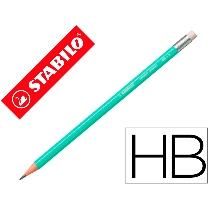 Lapices de grafito con goma stabilo swano mina 2,2 mm dureza hb verde pastel