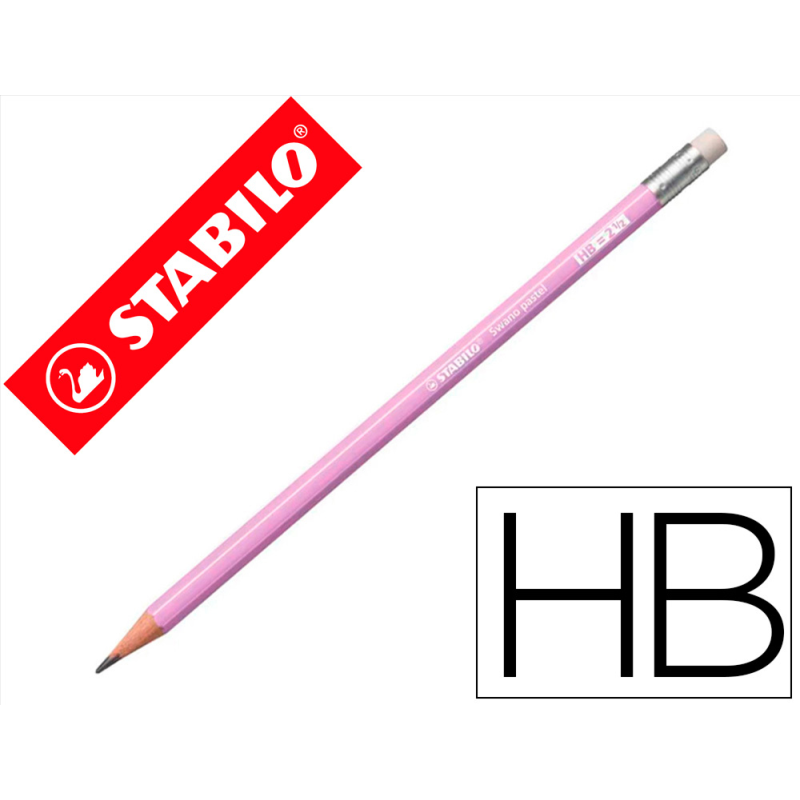 Lapices de grafito con goma stabilo swano mina 2,2 mm dureza hb lila pastel