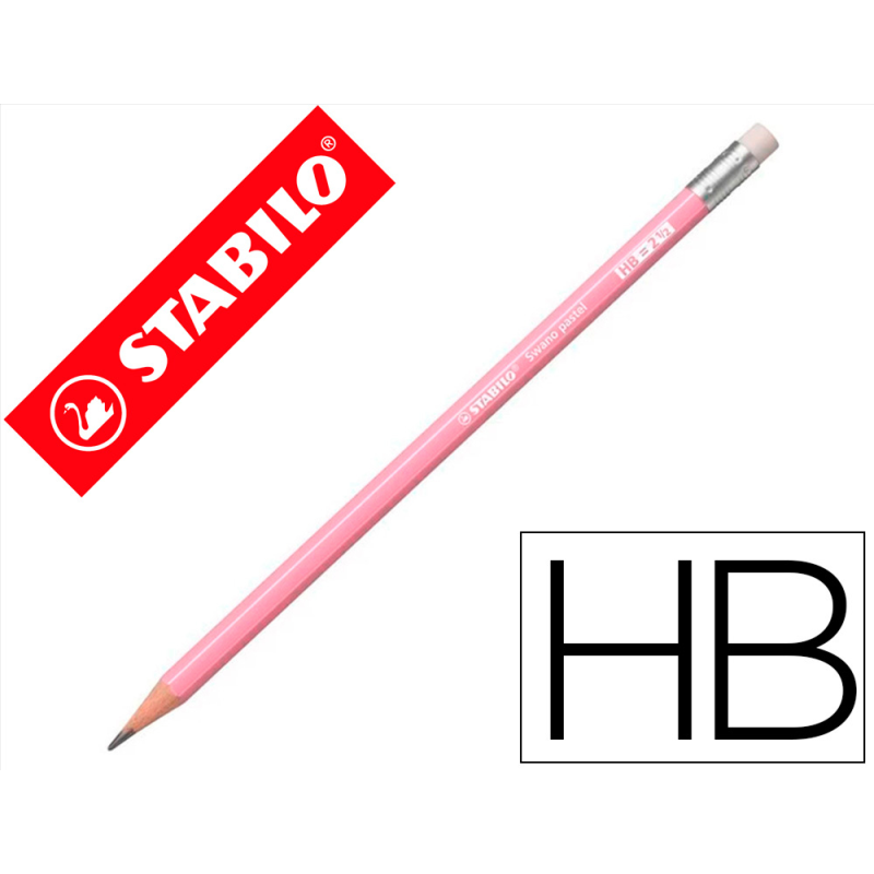 Lapices de grafito con goma stabilo swano mina 2,2 mm dureza hb rosa pastel