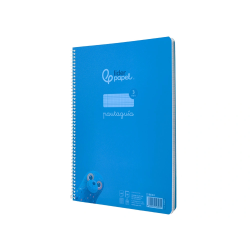 Cuaderno espiral liderpapel a4 pautaguia tapa plastico 80h 90gr cuadro pautado 3mm con margen color azul
