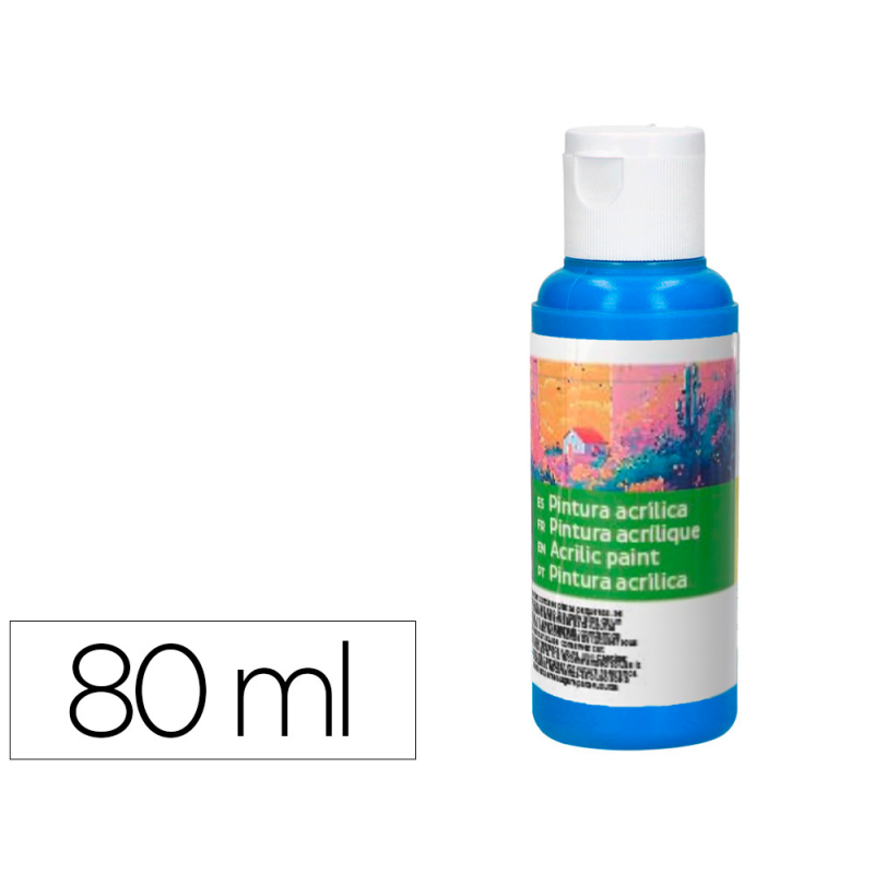Pintura acrilica liderpapel bote de 80 ml cian