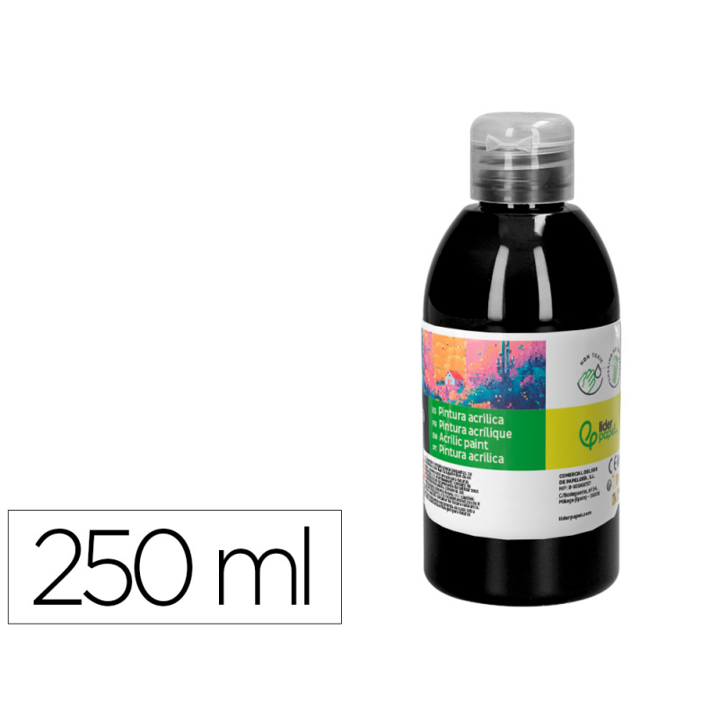Pintura acrilica liderpapel bote de 250 ml negro