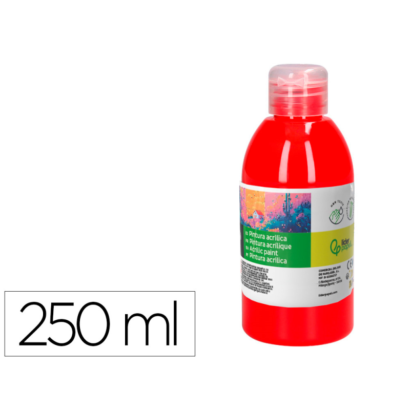 Pintura acrilica liderpapel bote de 250 ml rojo