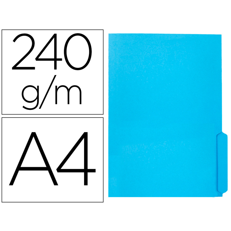 Subcarpeta cartulina liderpapel din a4 pestaña derecha 240g/m2 azul