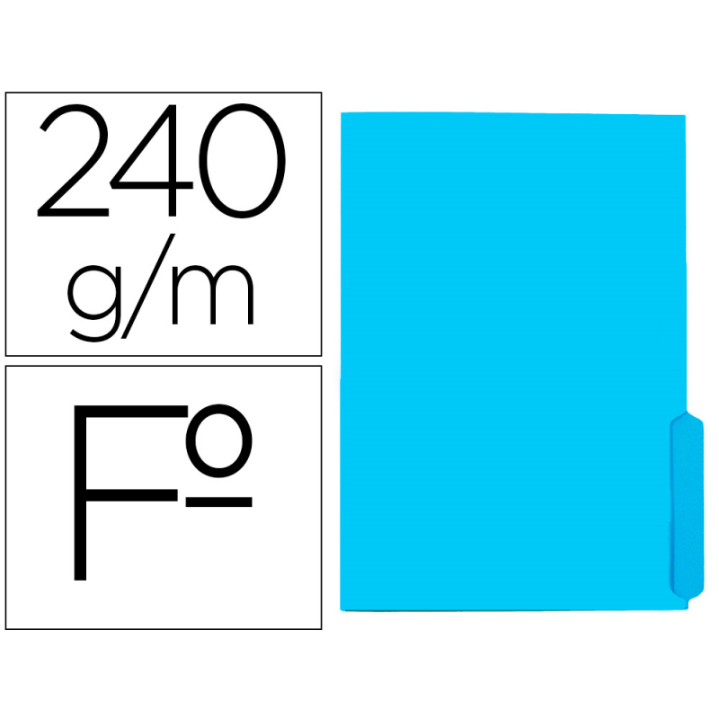 Subcarpeta cartulina liderpapel folio pestaña derecha 240g/m2 azul