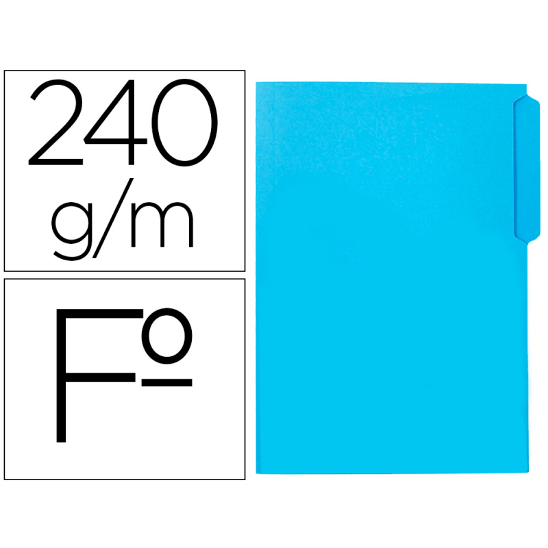 Subcarpeta cartulina liderpapel folio pestaña izquierda 240g/m2 azul