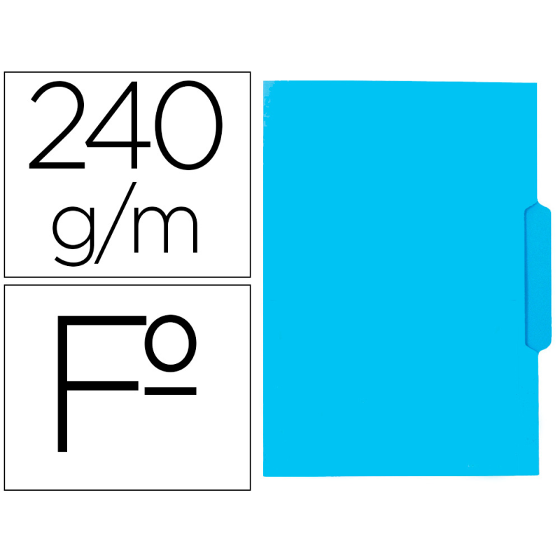 Subcarpeta cartulina liderpapel folio pestaña central 240g/m2 azul