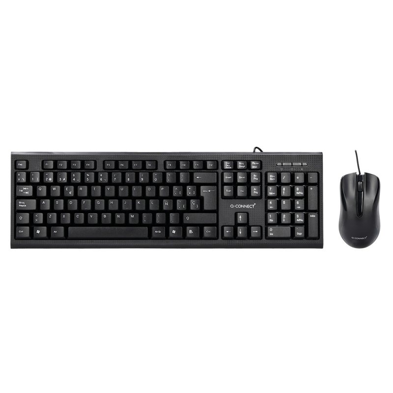 Set teclado y raton q-connect con cable color negro