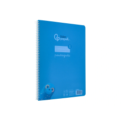Cuaderno espiral liderpapel a4 pautaguia tapa plastico 80h 90gr cuadro pautado 3mm con margen color azul