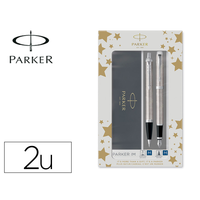 Juego parker im essential acero ct boligrafo + pluma