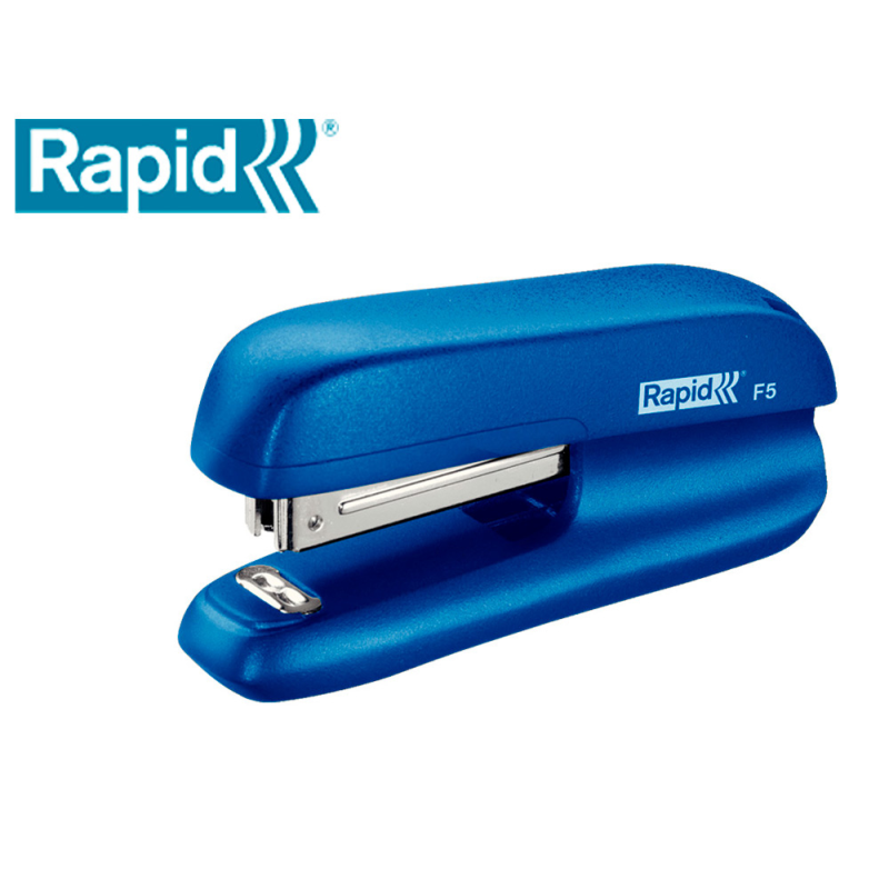 Grapadora rapid f5 mini plastico capacidad de grapado 10 hojas usa grapas nº 10 color azul