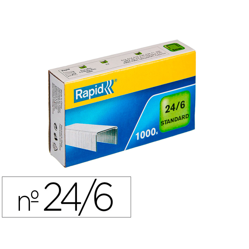 Grapas rapid 24/6 mm galvanizada caja de 1000 unidades