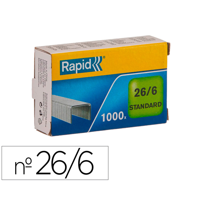 Grapas rapid 26/6 mm galvanizada caja de 1000 unidades