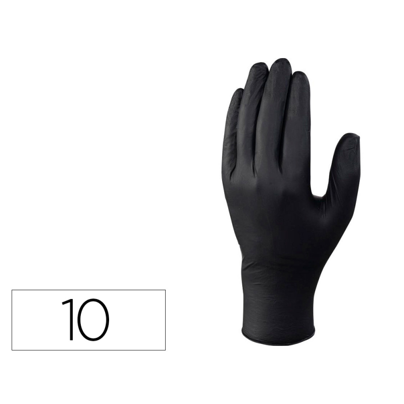 Guantes de nitrilo deltaplus no empolvado desechable talla 10 color negro caja de 100 unidades