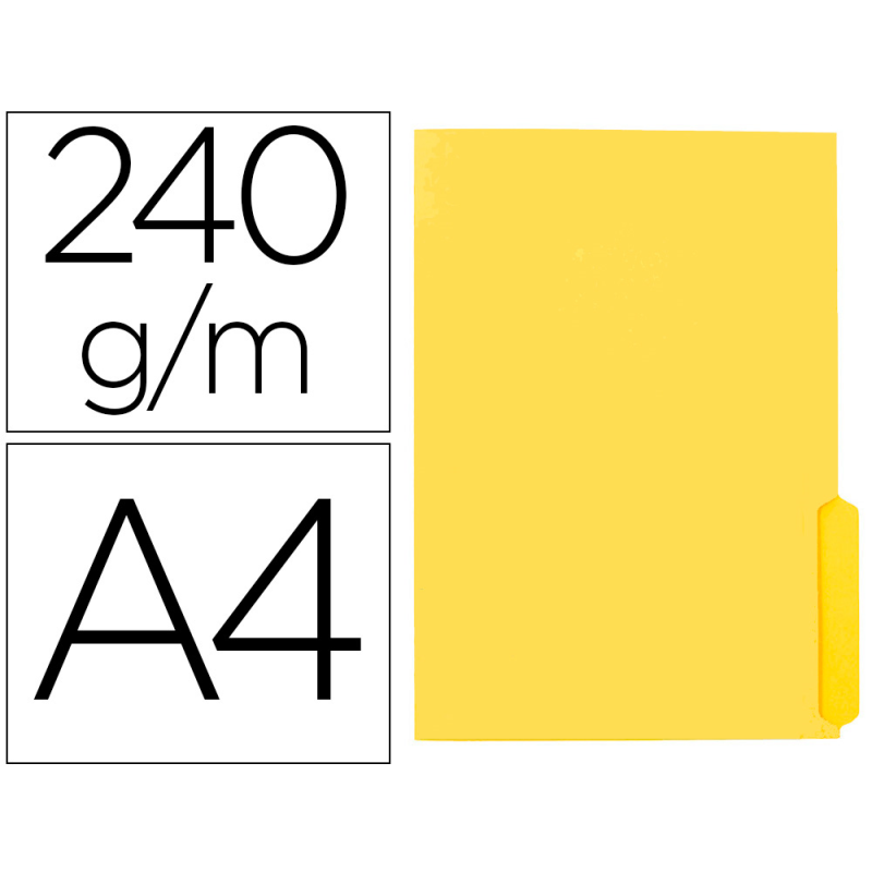 Subcarpeta cartulina liderpapel din a4 pestaña derecha 240g/m2 color amarillo