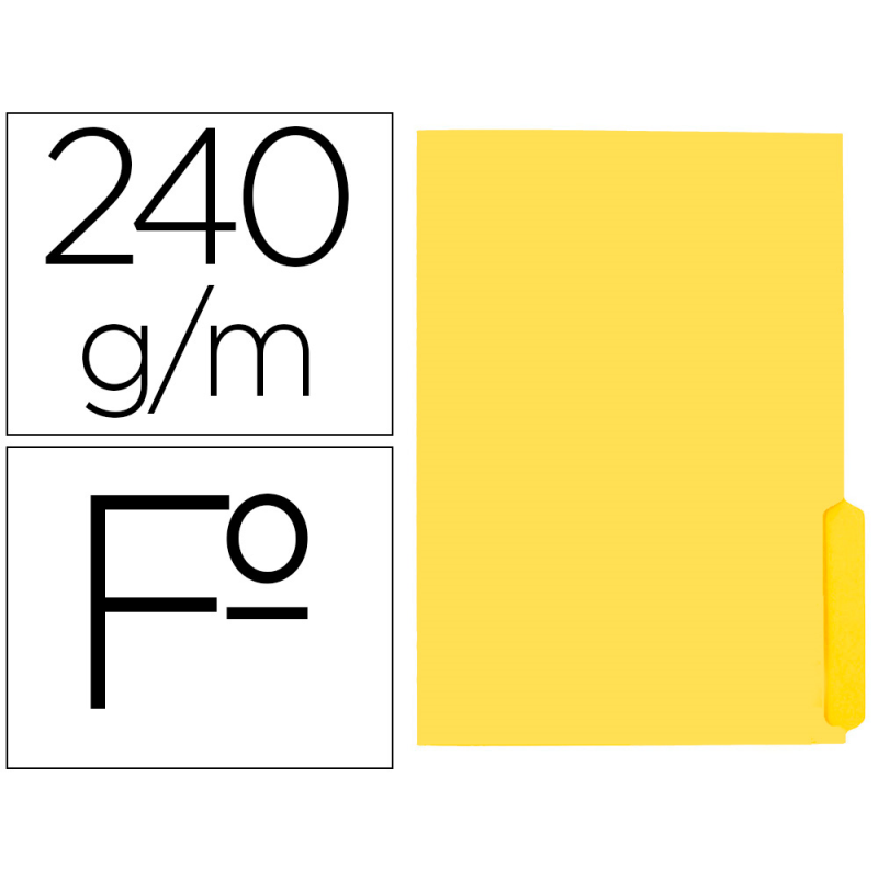 Subcarpeta cartulina liderpapel folio pestaña derecha 240g/m2 amarillo