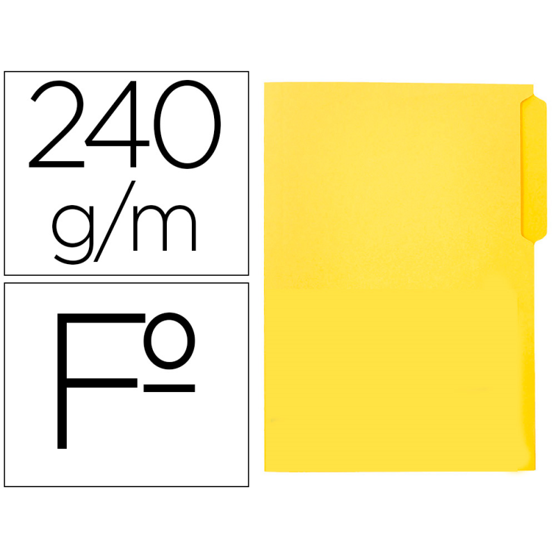 Subcarpeta cartulina liderpapel folio pestaña izquierda 240g/m2 amarillo