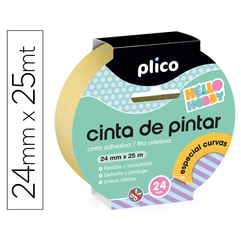 Cinta adhesiva plico para pintor especial curvas 25 mt x 24 mm