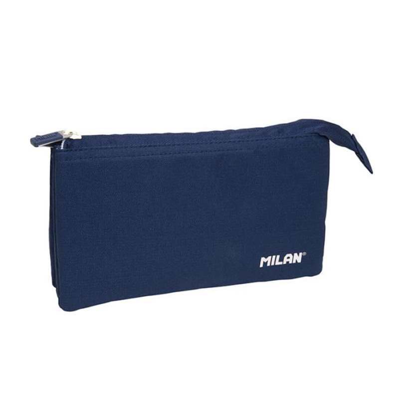 Bolso escolar portatodo milan 1918 collection 3 cremalleras y 5 compartimentos azul marino 215x35x125 mm