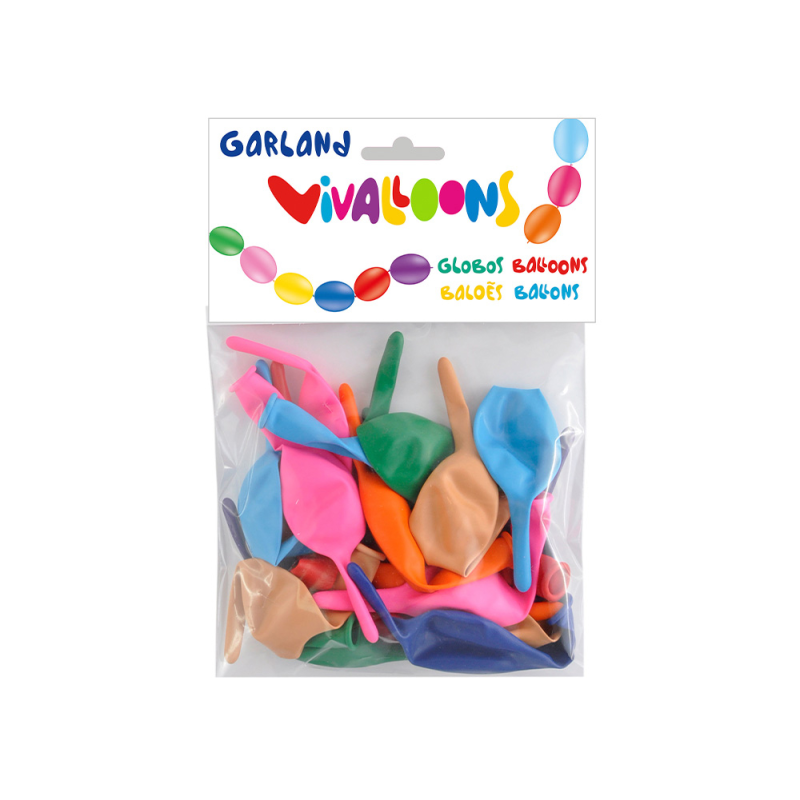 Globo 100% latex biodegradable blister de 20 unidades colores surtidos