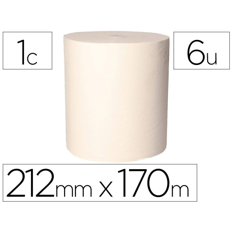 Papel secamanos bunzl greensou urce 1 capa celulosa blanca 212mm x 170mt paquete de 6 con sistema autocorte