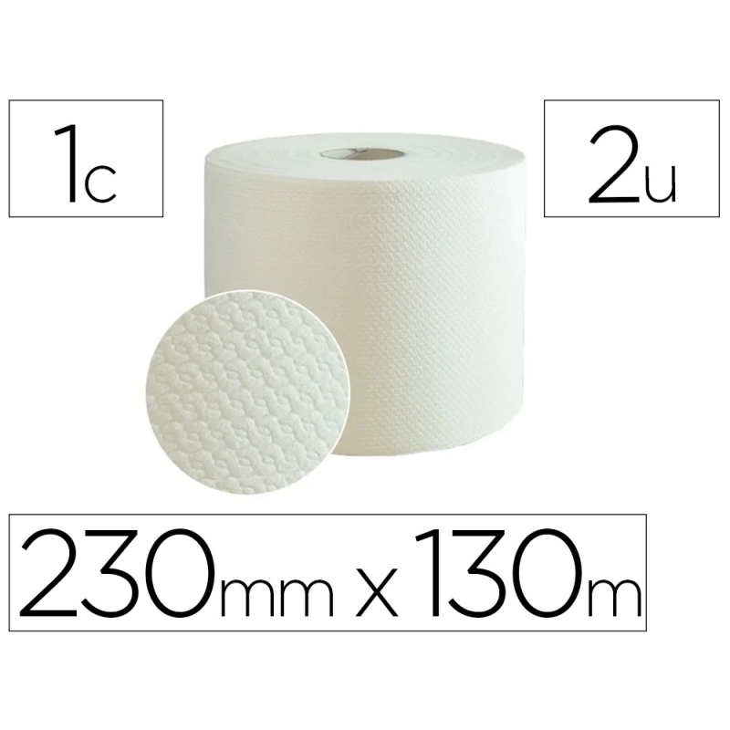 Papel secamanos bunzl greensource air laid 1 capa celulosa blanca 230 mm x 130 mt paquete de 2 rollos