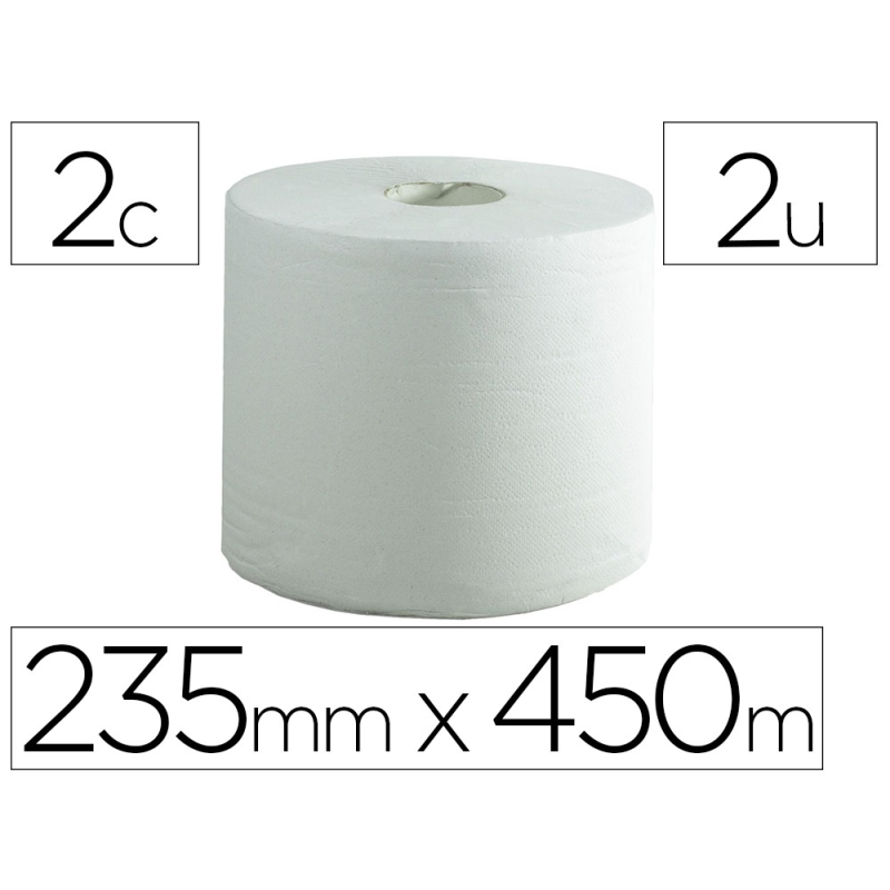 Papel secamanos bunzl greensource air laid 2 capas celulosa blanca 235 mm x 450 mt paquete de 2 rollos